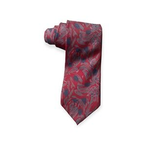 Vintage Krizia Uomo Red/Navy/Grey Abstract Art Print Men's Tie (58" L x 3.5" W)‎